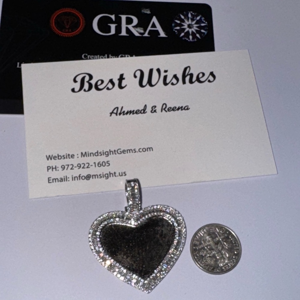 VVS Diamond Heart Memory Picture Pendant, Memorial Keepsake Jewelry Memory Charm - Picture 4 of 9